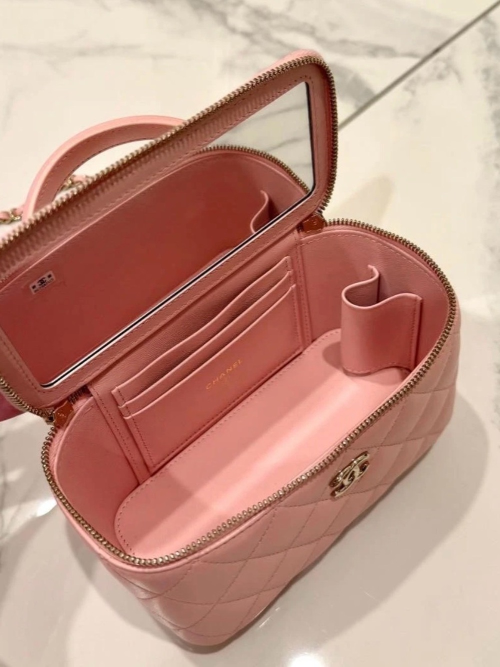 CHANEL Pink Quilted Vanity Crossbody with Gold Hardware - Picture 2 of 6